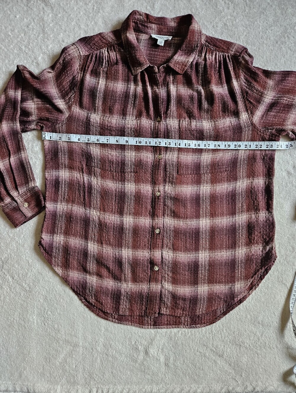 beachlunchlounge Elly Plaid Button Down Shirt XL Japanese Maple Viscose Cotton - Picture 5 of 14
